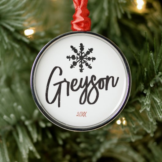 スケッチスノーフレーク名前をカスタムするクリスマス メタルオーナメント (ツリー)
