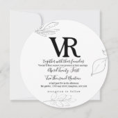 スケッチスワンアンドボタニカル結婚式招待状 招待状 (正面)