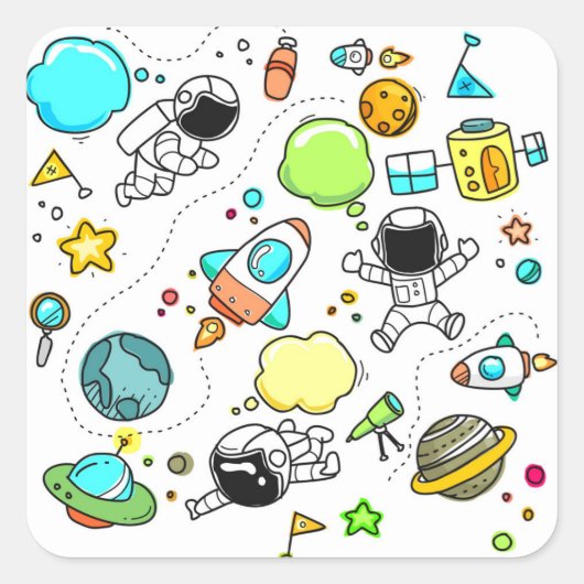 スケッチセットかわいいコレクションの子 スクエアシール (正面)