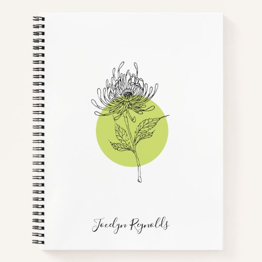 スケッチダリアボタニカルシンプルエレガント ノートブック (正面)