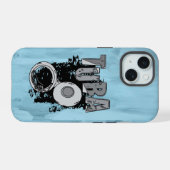スケッチチュートチューバと文字 iPhone 15ケース (裏面横)