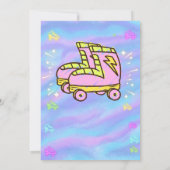 スケッチチョークローラスケートで滑る雪誕生日ピンク 招待状 (裏面)