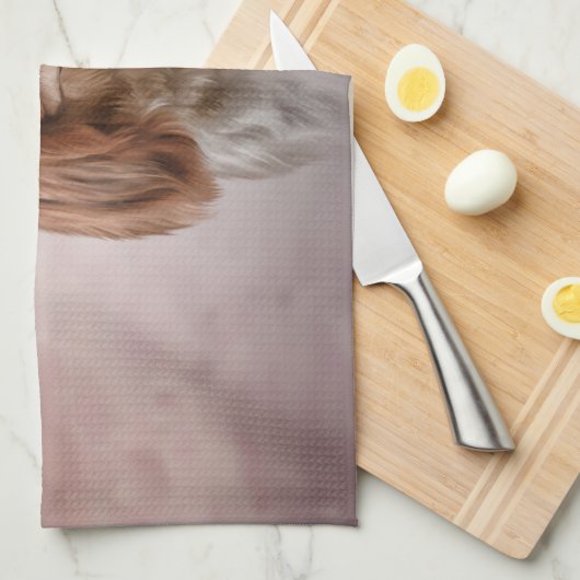 スケッチドッグカバリエキングチャールズスパニエル犬 キッチンタオル (四つ折り)