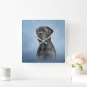 スケッチドッグサトウキビコルソ-マスチイタリアンフ スクエア壁時計 (ホーム)