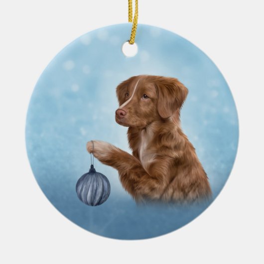 スケッチドッグノバスコシアダックトーリング セラミックオーナメント (正面)