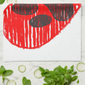 スケッチドッグポーイン赤いハート キッチンタオル (折り畳み)