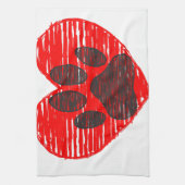 スケッチドッグポーイン赤いハート キッチンタオル (縦)