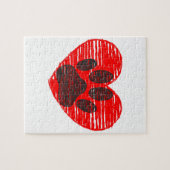 スケッチドッグポーイン赤いハート ジグソーパズル (横)