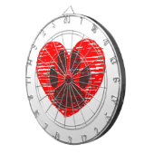 スケッチドッグポーイン赤いハート ダーツボード (正面右)