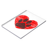 スケッチドッグポーイン赤いハート ノートブック (左側)