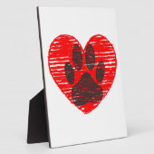 スケッチドッグポーイン赤いハート フォトプラーク (側面)