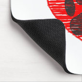 スケッチドッグポーイン赤いハート マウスパッド (コーナー)