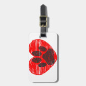 スケッチドッグポーイン赤いハート ラゲッジタグ (正面縦)