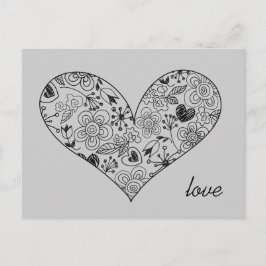スケッチドードルハートかわいい恋 ポストカード