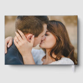 スケッチネイビーとゴールドフォイルのフローラ写真結婚 ゲストブック (裏面)