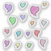スケッチハート小さな透明ステッカーシート シール (正面)