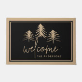 スケッチパインズパーソナライズされた歓迎 ドアマット (正面)
