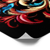 スケッチパステル抽象芸術フローラフローリッシュ ポスター (角)