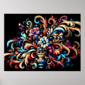 スケッチパステル抽象芸術フローラフローリッシュ ポスター (正面)