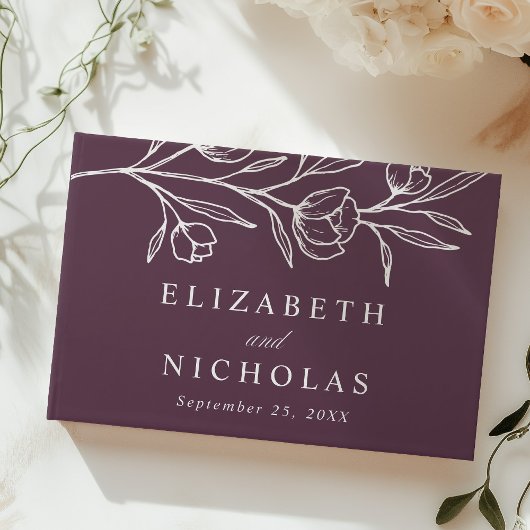 スケッチパープルフローラ結婚写真 ゲストブック