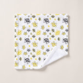 スケッチビーパターン浴用タオル芸術的セット – Bee バスタオルセット (ウォッシュタオル)