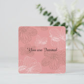 スケッチピンクのフローラ赤ちゃんシャワー 招待状 (スタンド正面)