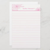 スケッチピンクの花5.5インチx 8.5インチ文房具 便箋 (正面/裏面)