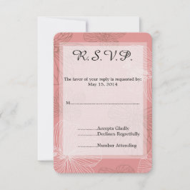 スケッチピンクフローラ結婚式RSVP 出欠カード