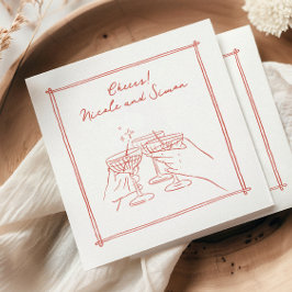 スケッチフお洒落レームのシャンパ結婚ーニュ スタンダードカクテルナプキン