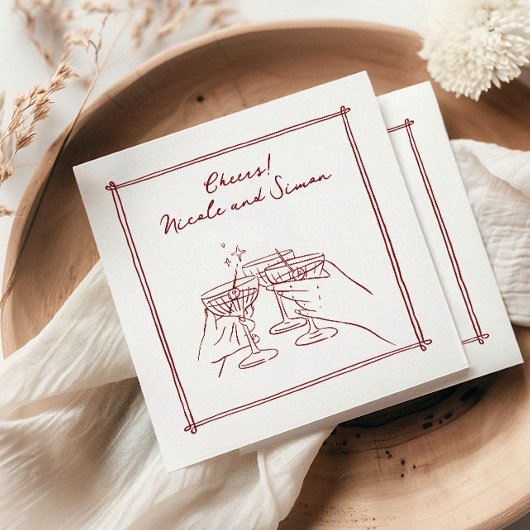 スケッチフお洒落レームのシャンパ結婚ーニュ スタンダードカクテルナプキン