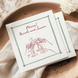 スケッチフお洒落レームのシャンパ結婚ーニュ スタンダードカクテルナプキン