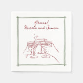 スケッチフお洒落レームのシャンパ結婚ーニュ スタンダードカクテルナプキン (正面)