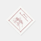 スケッチフお洒落レームのシャンパ結婚ーニュ スタンダードカクテルナプキン (角)