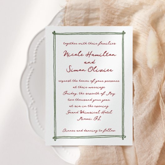 スケッチフお洒落レームの手結婚描き 招待状