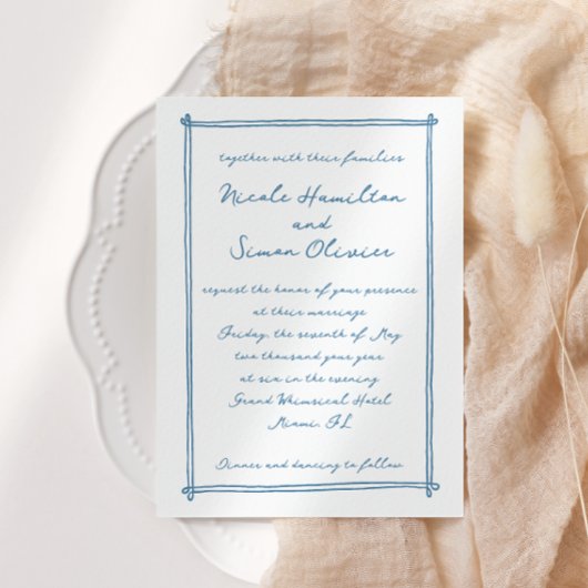 スケッチフお洒落レームの手結婚描き 招待状