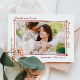 スケッチフお洒落レーム手書き写結婚真 セーブザデート