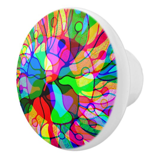 スケッチファンタジーアート – 抽象芸術ネオンシフト1 セラミックノブ (右)