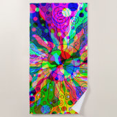 スケッチファンタジーアート – 抽象芸術ネオンシフト1 ビーチタオル (正面)