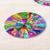 スケッチファンタジーアート – 抽象芸術ネオンシフト1 ラウンドペーパーコースター (アングル)