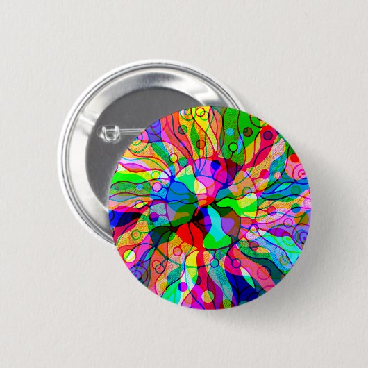 スケッチファンタジーアート – 抽象芸術ネオンシフト1 缶バッジ (正面&裏面)