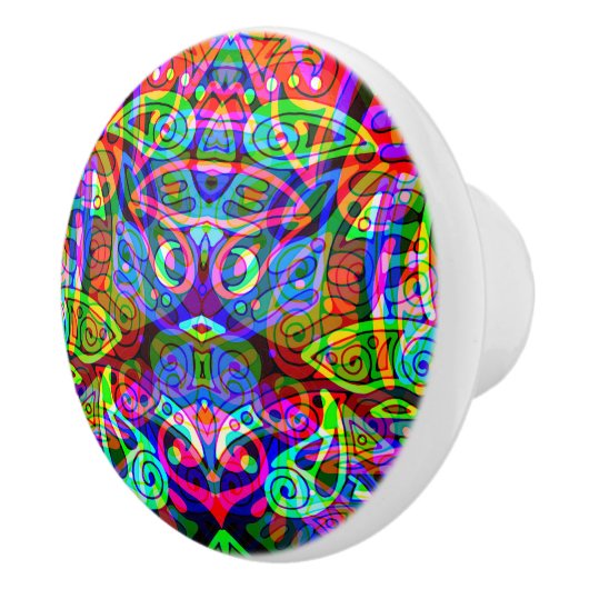 スケッチファンタジーアート – 抽象芸術ネオンシフト3 セラミックノブ (右)