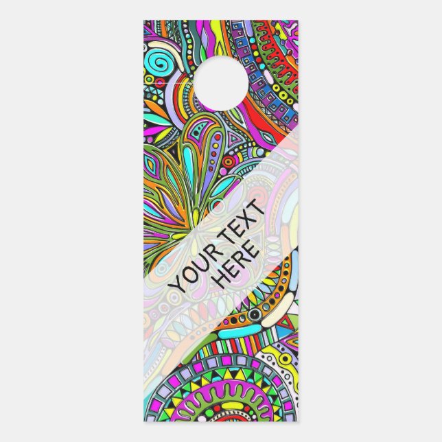 スケッチファンタジーアート – 抽象芸術花1 ドアノブサイン (正面)