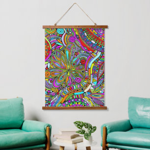 スケッチファンタジーアート – 抽象芸術花1 吊り下げ型タペストリー