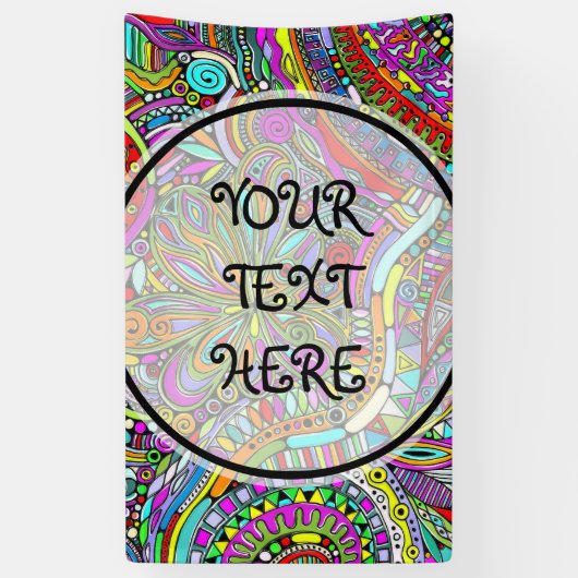 スケッチファンタジーアート – 抽象芸術花1 横断幕 (縦)