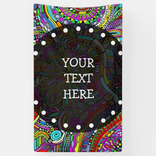 スケッチファンタジーアート – 抽象芸術花1 横断幕 (縦)