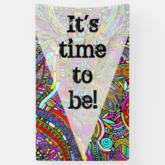 スケッチファンタジーアート – 抽象芸術花1 横断幕 (縦)