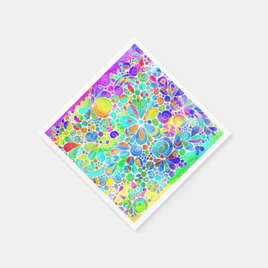 スケッチファンタジーアート – 抽象芸術花2 スタンダードカクテルナプキン (角)