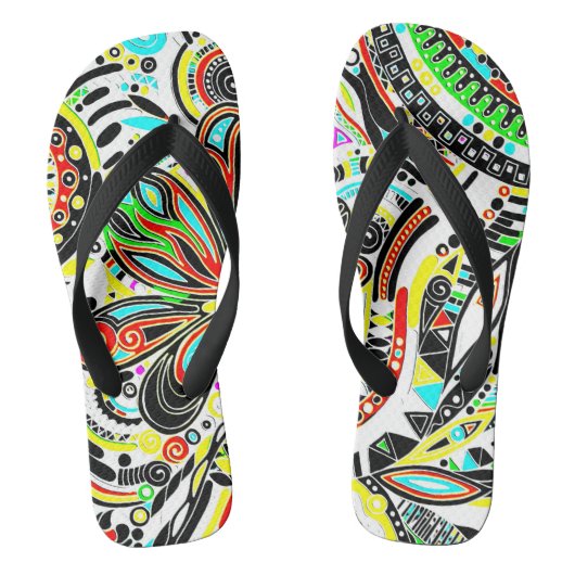 スケッチファンタジーアート – 抽象芸術花3 ビーチサンダル (フットベッド)