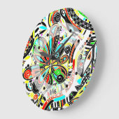 スケッチファンタジーアート – 抽象芸術花3 ラージ壁時計 (傾斜)