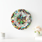 スケッチファンタジーアート – 抽象芸術花3 ラージ壁時計 (ホーム)